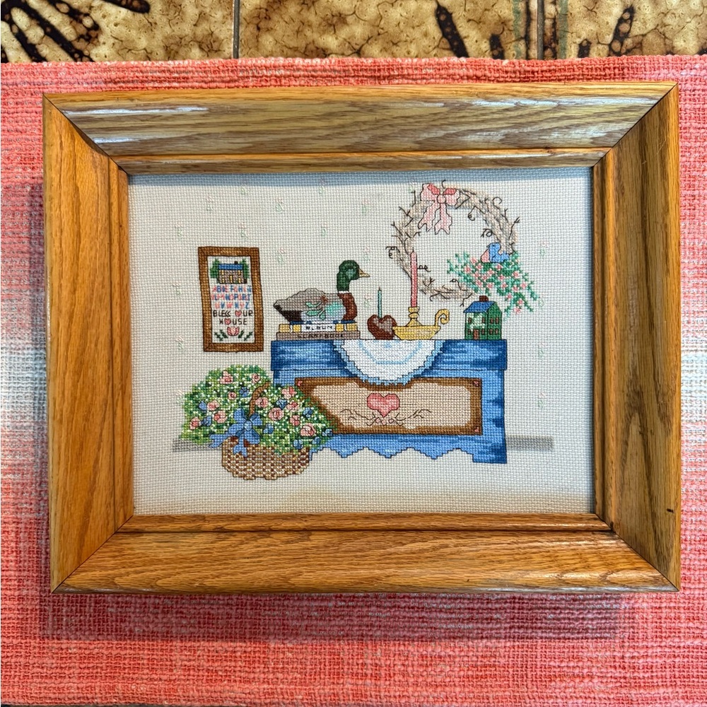 Vintage Needlework Farmhouse Country Kitsch Wall Art